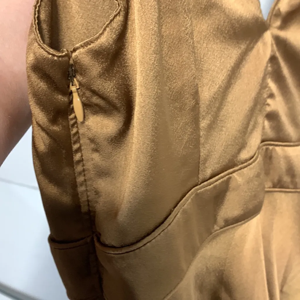 ABERCROMBIE AND FITCH WOMENS BROWN SATIN MINI DRESS SMALL - Image 6