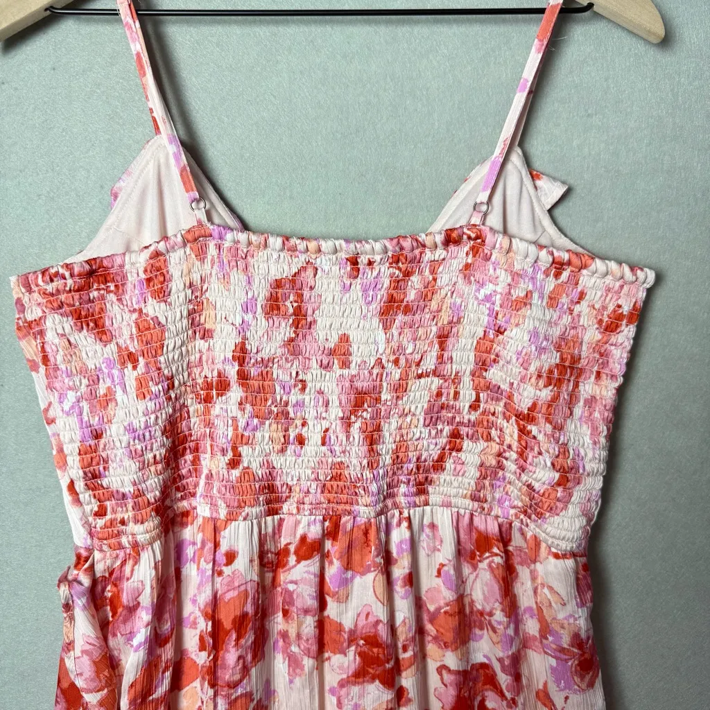 Japna Women’s Midi Cocktail Dress Ruffle Spaghetti Strap Smocked Back size XL - Image 4