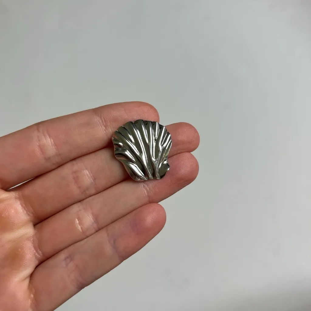 White Gold Plated Sea Shell Stud Earrings - Image 2