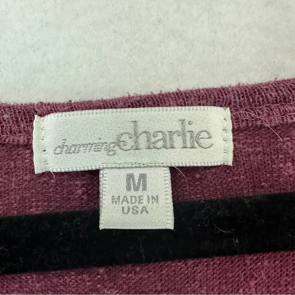 Charming Charlie Long Sleeve Blouse Lace Detail Size M Mauve Pink - Image 4