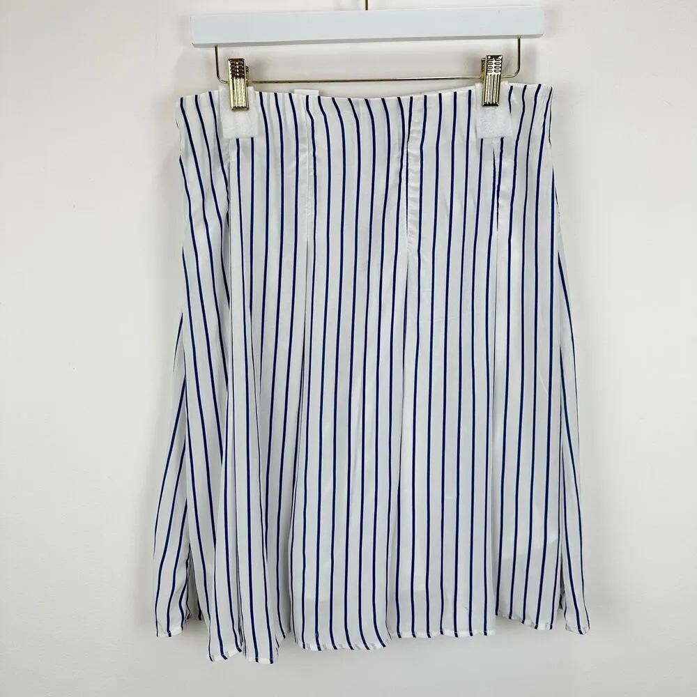 J.Crew Pleated Skirt Striped Crepe De Chine Viscose A Line Nautical US 8 NWT - Image 10
