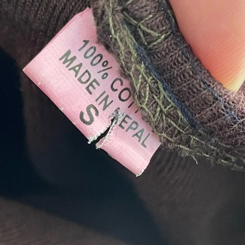 Patchwork Floral Flower Cotton Hippie Boho Nepal Zip Up Hoodie Sweatshirt S Brown - Image 10