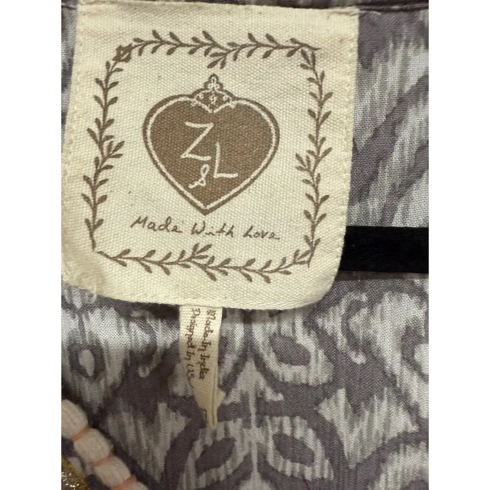 Z&L Europe Embroidered Swim Cover Up Gray Boho Size S/M - Image 3