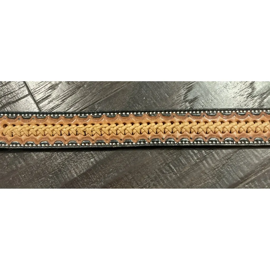 Braided Tooled Leather Brown Belt Womens Size 38”‎ Boho Chic Western Cowgirl - Image 5