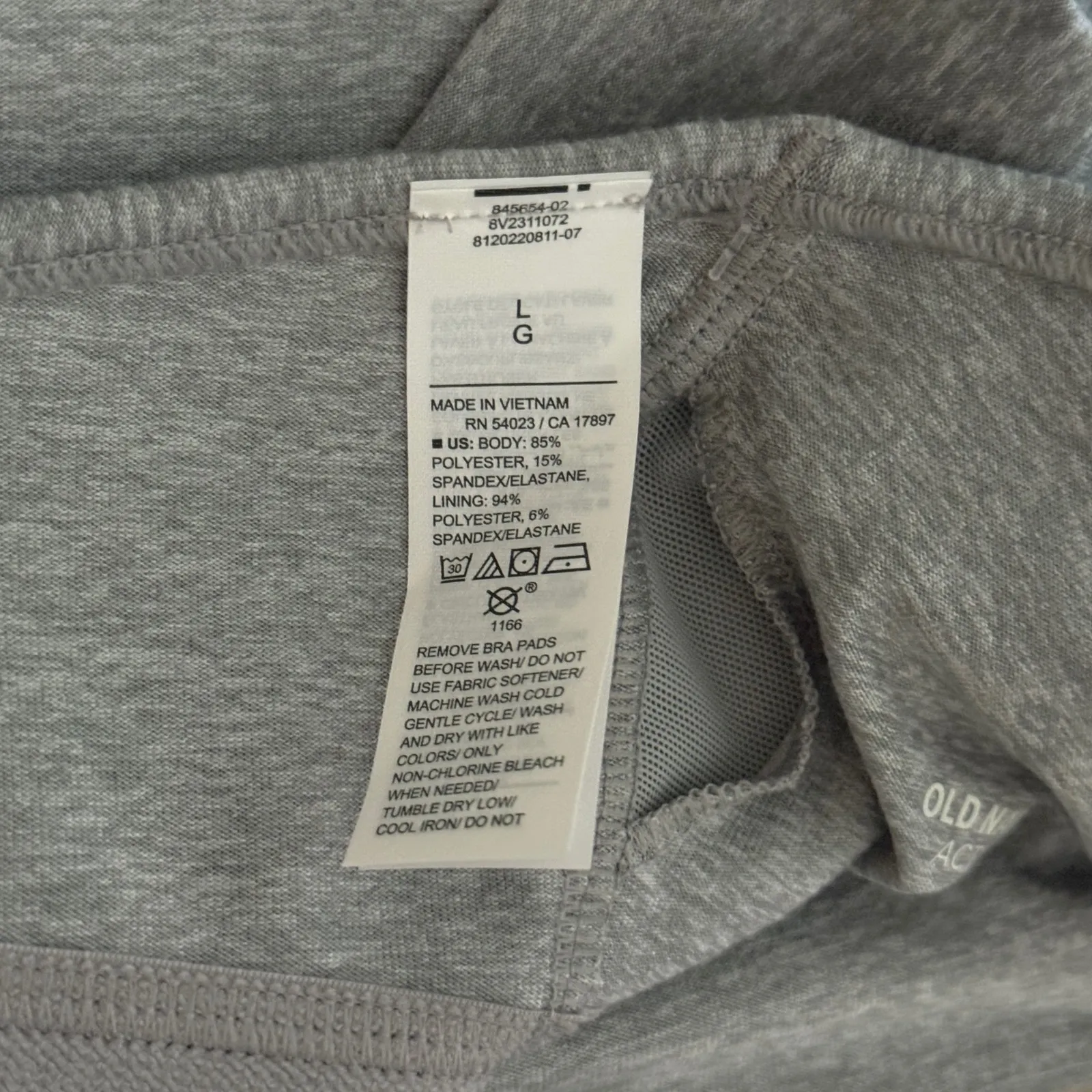 Old Navy‎ Active Sports Bra Light Support Go-Dry Cloud Heather Gray Size Large - Image 5