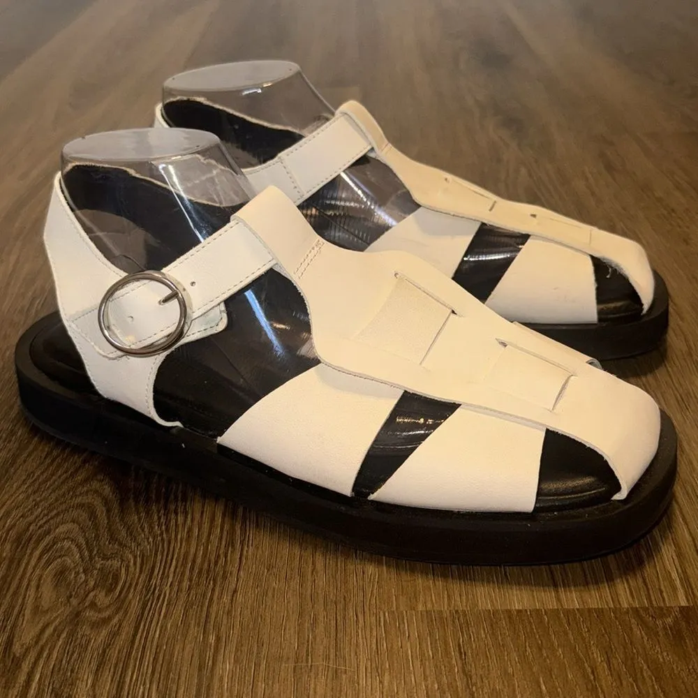 AQUATALIA Ginata Leather Fisherman Sandals In White ladies size 10.5 - Image 5