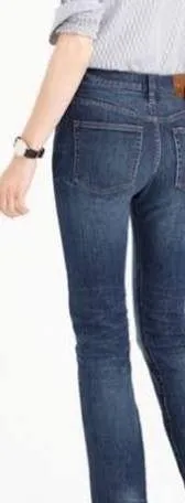 J Crew Dark Wash Button Fly Vintage Straightaway Cropped Jeans 32 - Image 2