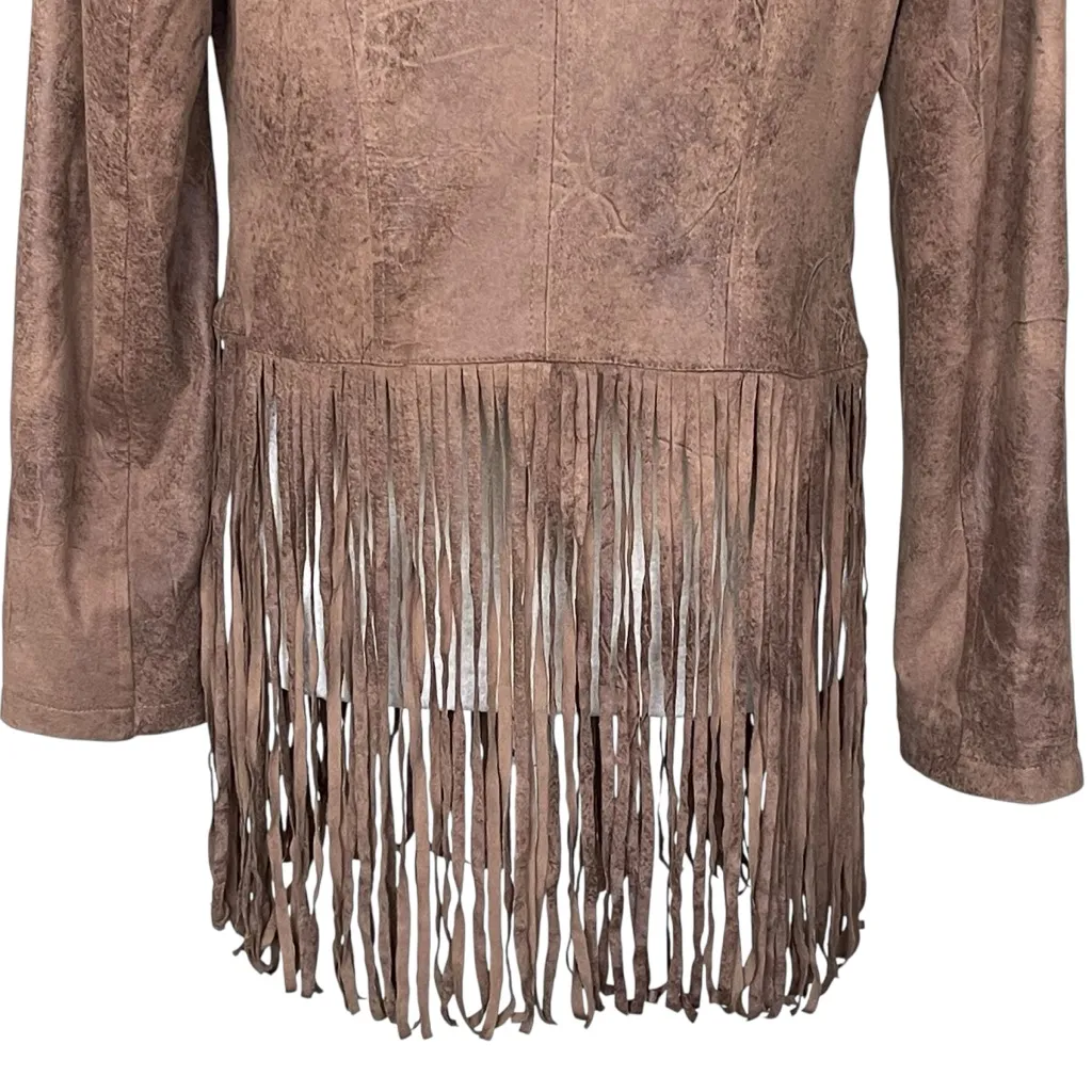 Chico’s Faux Suede Western Fringe Coat Jacket Women’s Size 0 US S-4 Boho Hippie - Image 9