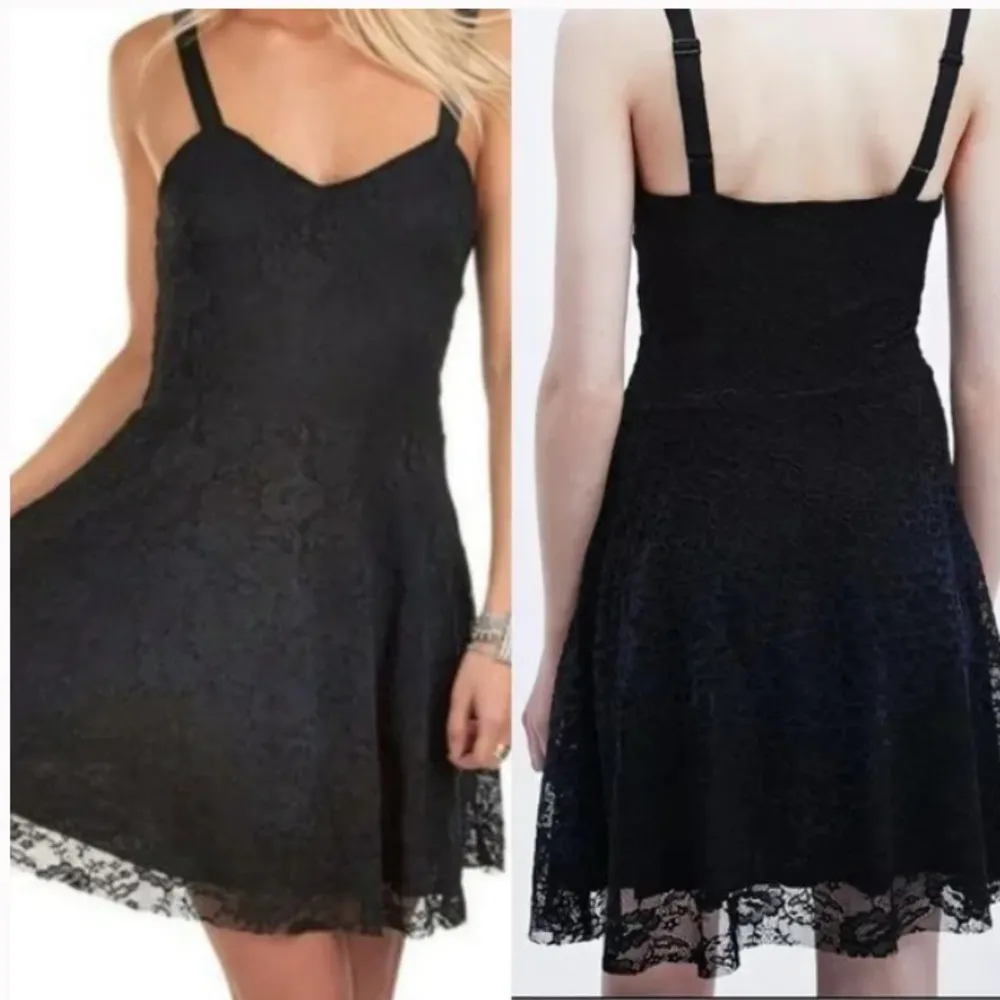 Free People Black Fit’n’Flare All Over Lace Mini Dress size M - Image 6