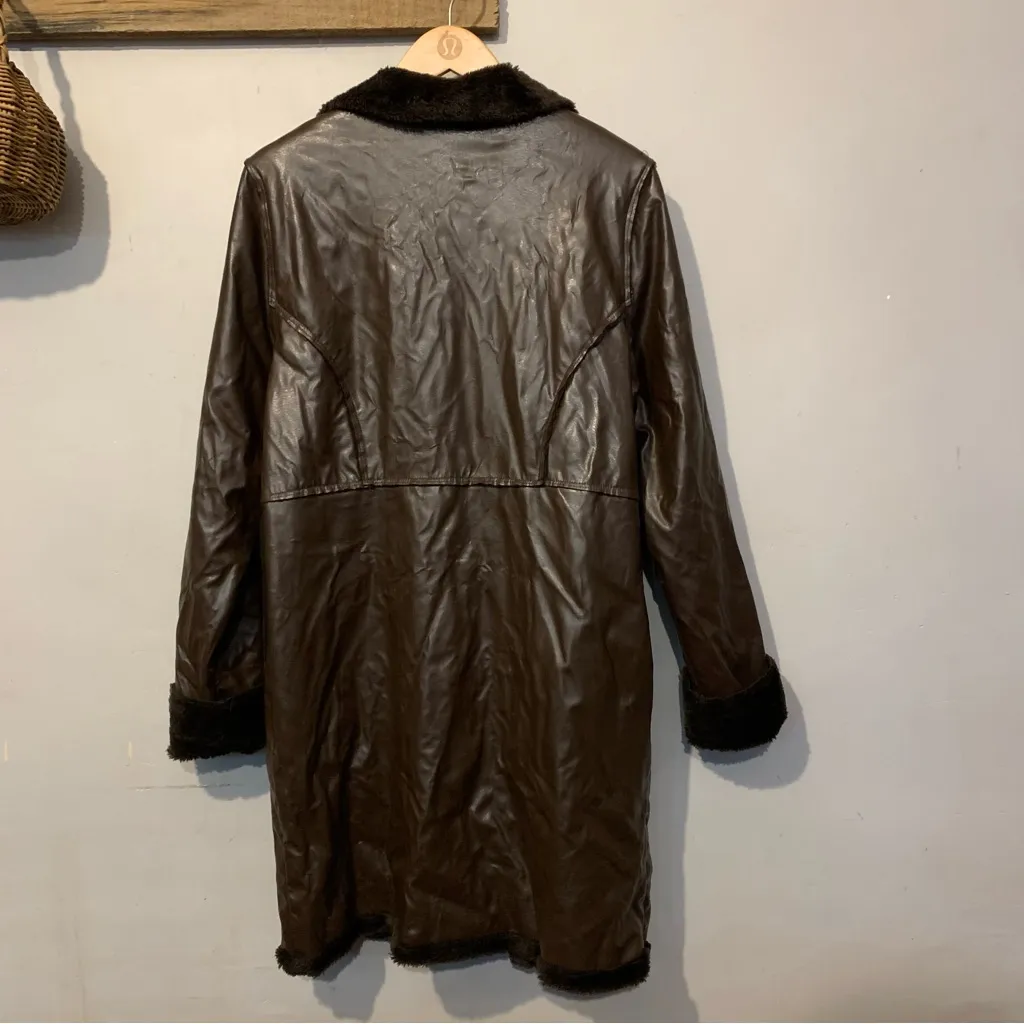 Outer edge Single Breasted y2k Bratz faux fur lined Dark Chocolate Coat - Image 11