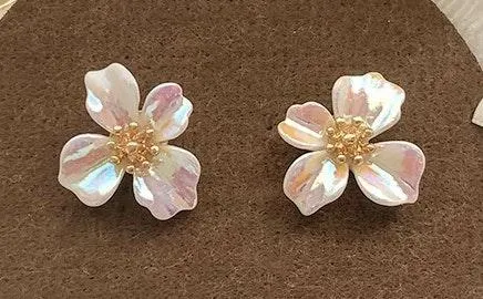 Shiny Flower Stud Earrings Multiple - Image 4