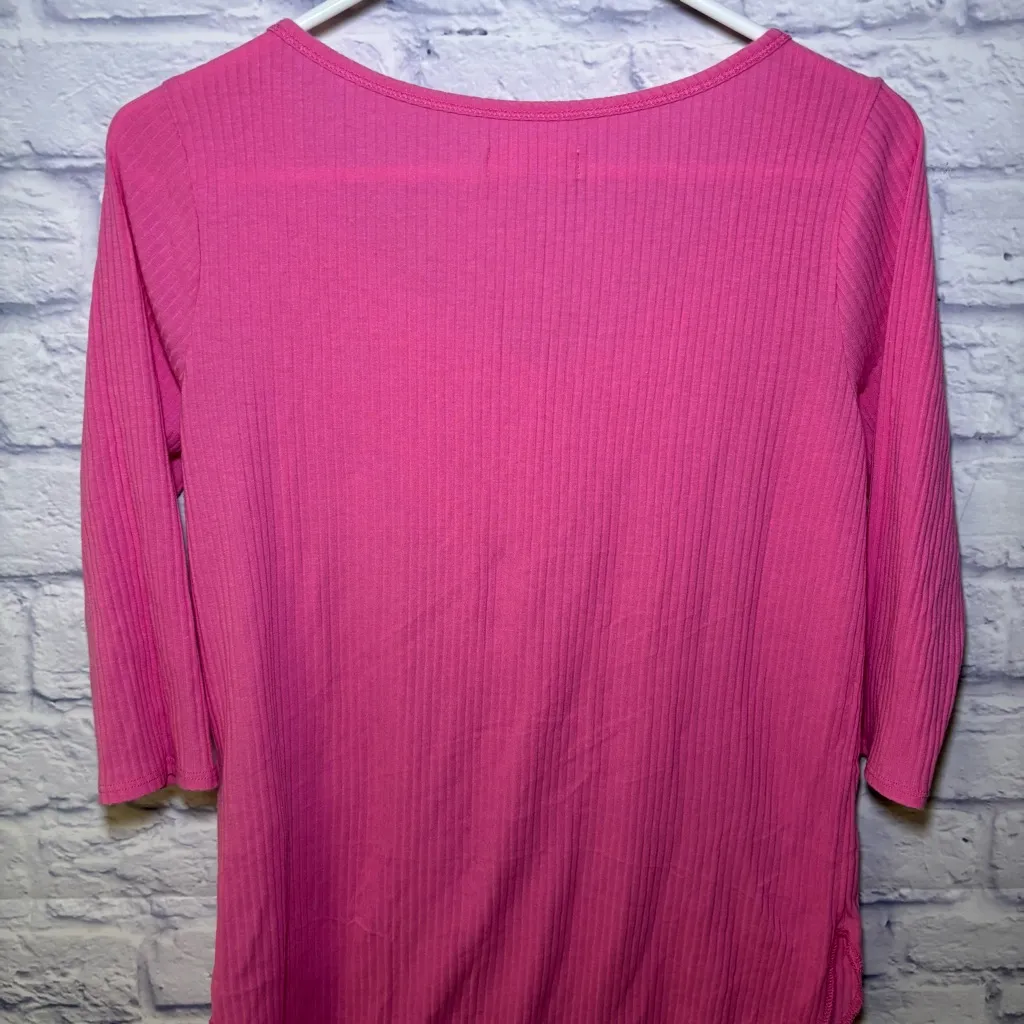 Hollister Y2k Medium Pink Henley Stretch ButtonUp Top layering preppy - Image 7