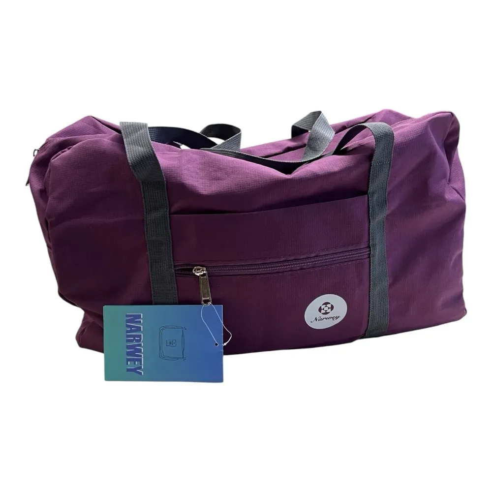 Narwey 3112 Foldable Duffel Bag Tote with Shoulder Strap Purple - Image 2