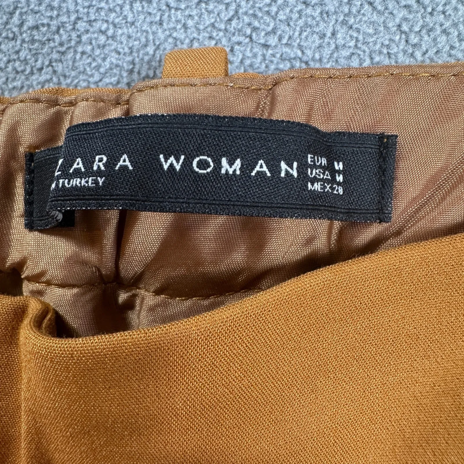 ZARA WOMAN Pants M Mustard Yellow Cropped Trousers Split Hem Ankle Side Zip Dres - Image 6
