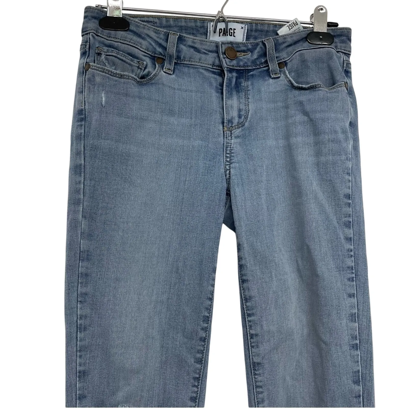 Paige Verdugo Crop Light Wash Distressed Jeans Womens 26 Blue Casual Fall Denim - Image 2