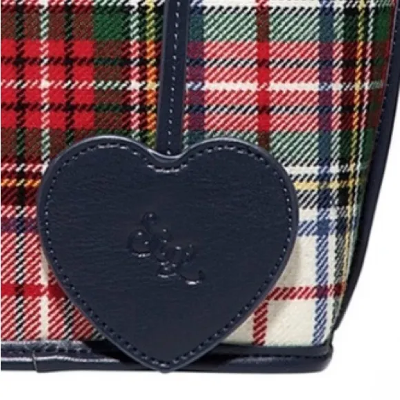 NWT Stoney Clover Lane Little Tote Bag Plaid Faux Leather Trim Tartan blue red - Image 4