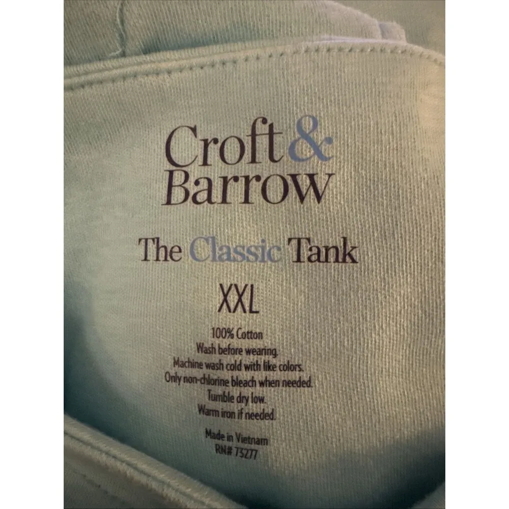 Croft & Barrow Boatneck Tank Top Aqua Blue 100% Cotton Sleeveless New XXL - Image 2