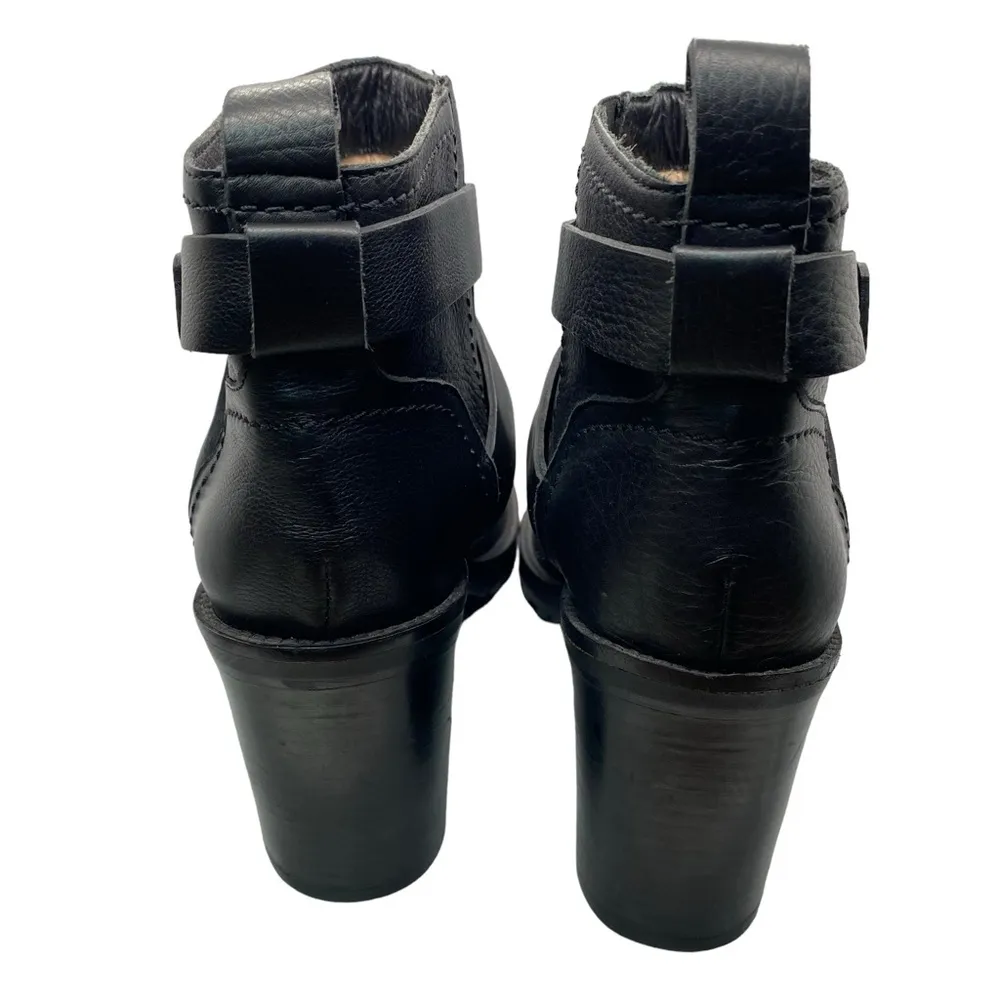 Rebecca Taylor Black Leather Moto Block Heel Ankle‎ Booties Size EU 39 Italy - Image 7
