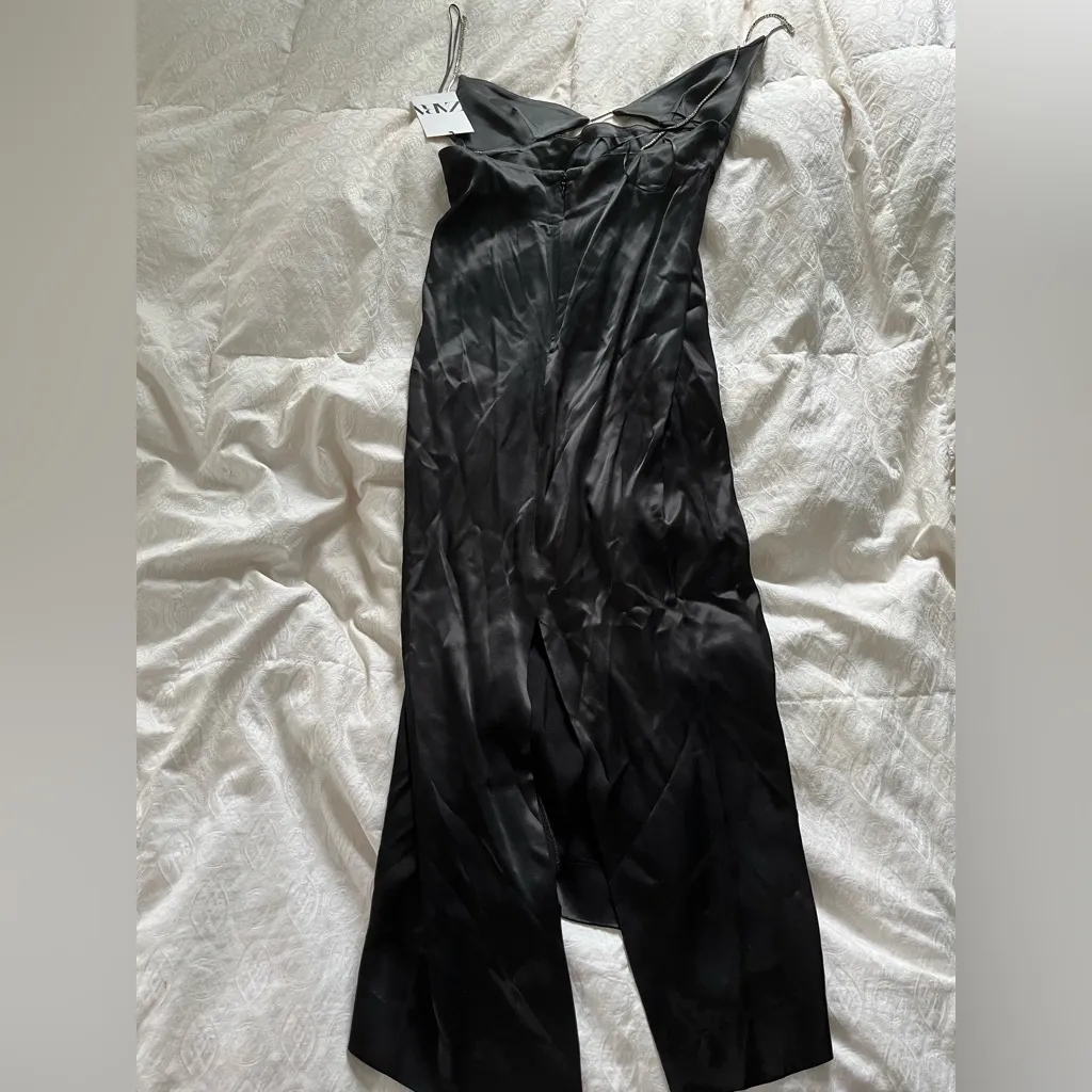 NWT: Zara Black Satin Evening Dress - Image 9
