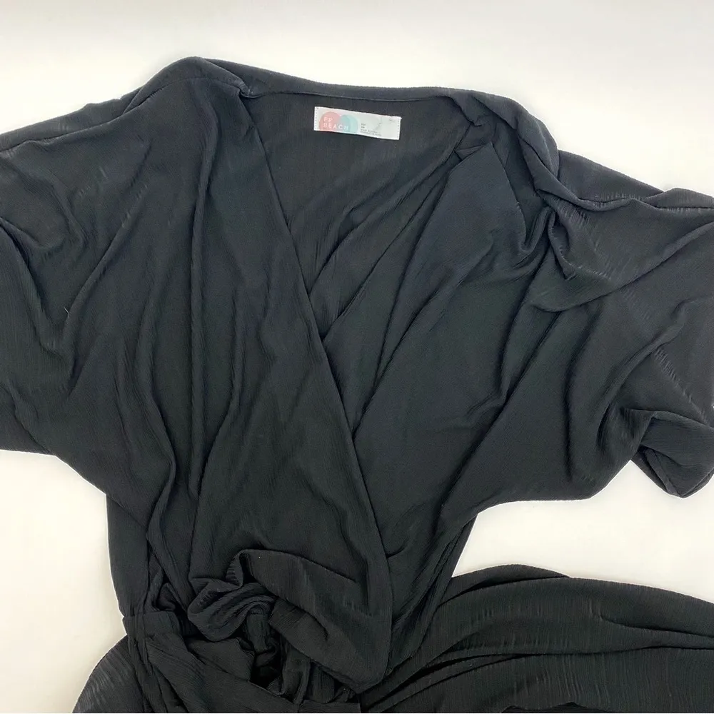 Free People Beach Kauai Midi Maxi Faux Wrap Dress: Black - Image 6