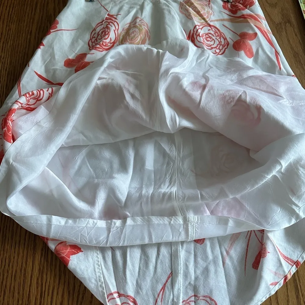 Ann Taylor Factory White Red Floral A-Line Linen Blend Skirt Size 4 - Image 4