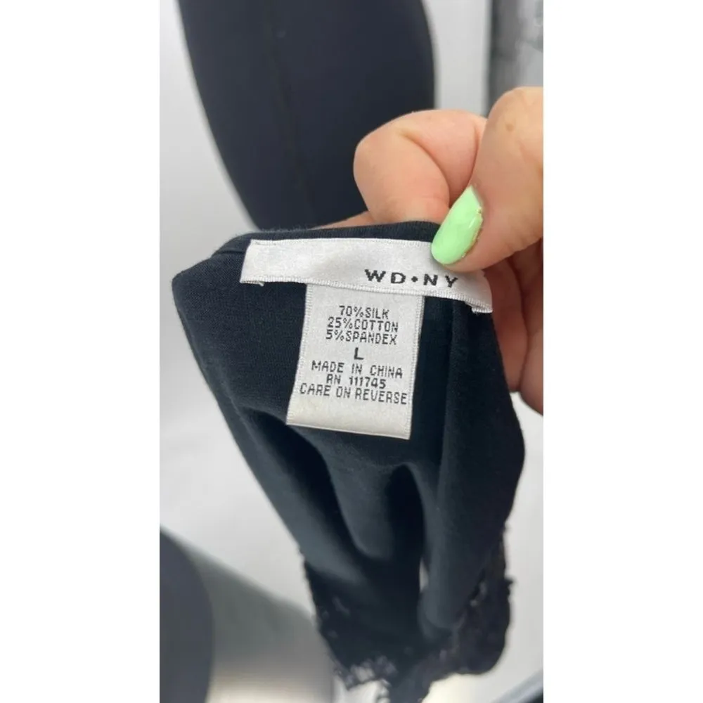 WD NY Black Sleeveless Top with Sequin Lace Embellishment Elegant‎ Evening Wear Size L - Image 2