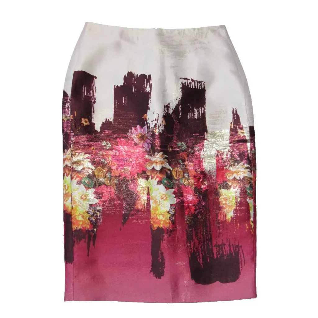 NWT J.Crew Collection Pencil Midi in Painted Metallic Floral Jacquard Skirt 8 - Image 2