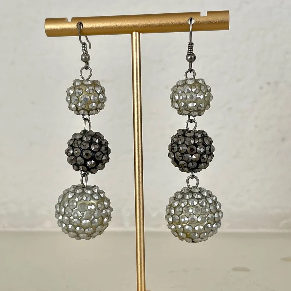 bling ball 3 tier drop earrings - Image 11
