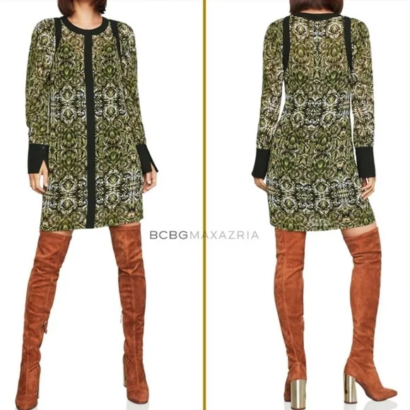 BCBGMaxAzria • Jungle Dream Printed Shift Dress Large - Image 2