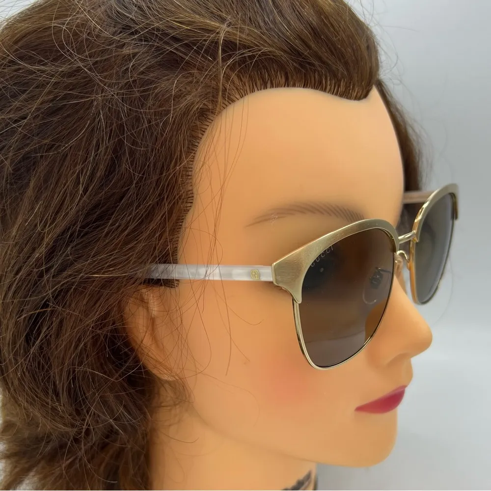 GUCCI Endura Gold 55mm Clubmaster Cat Eye Sunglasses NEW - Image 2