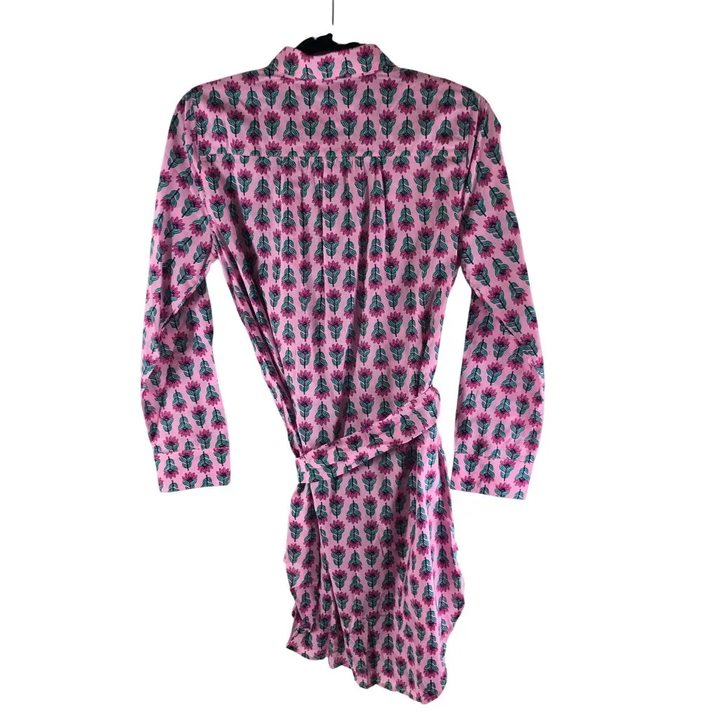 J Crew Cover-Up Shirt-Dress Lightweight Cotton Floral Pink XS - Image 3