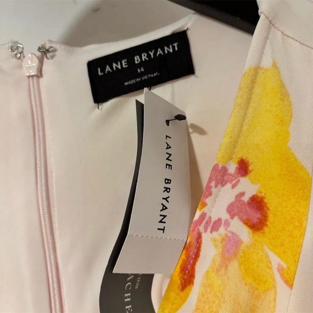 Lane Bryant Women's Floral Dress Size 14 Short Sleeve V-Neck - Image 2