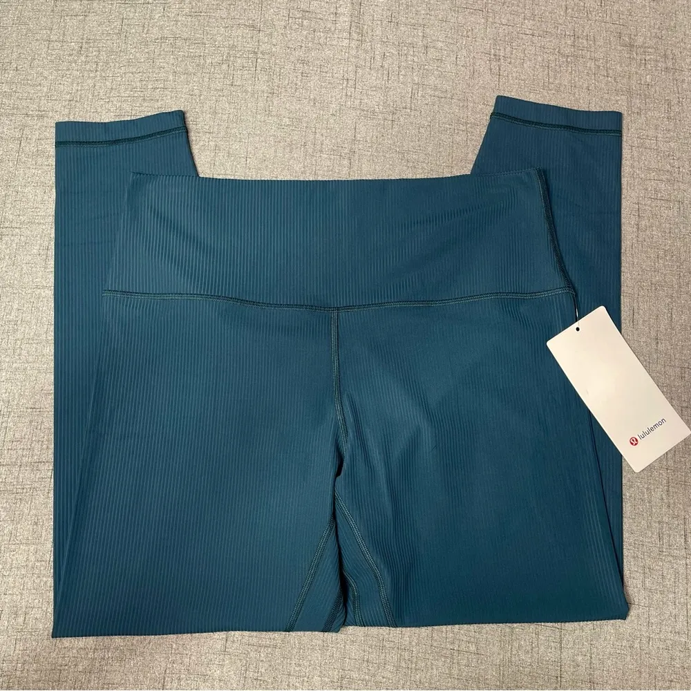 Lululemon Align High Rise Ribbed Pant Leggings Green Jasper Size 12 NWT - Image 8