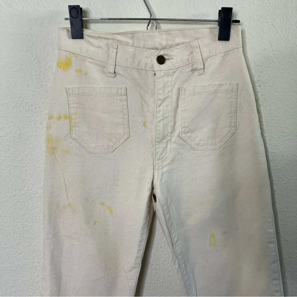 Lykke Wullf Perfected Ranch Pant Cream Canvas Paint Splatter Womens Size 4 - Image 4