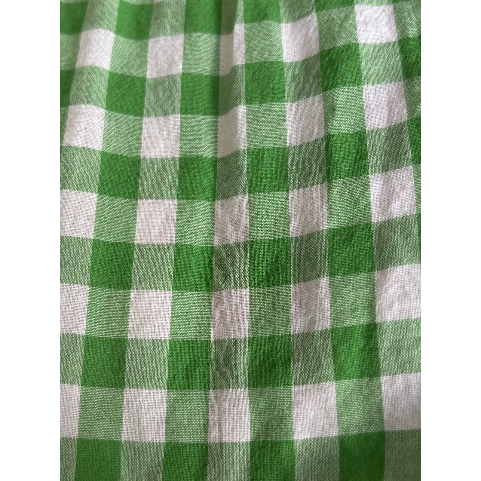 Draper James RSVP Green Gingham Plaid Cotton Midi Dress Ruffle Sleeves Medium - Image 11