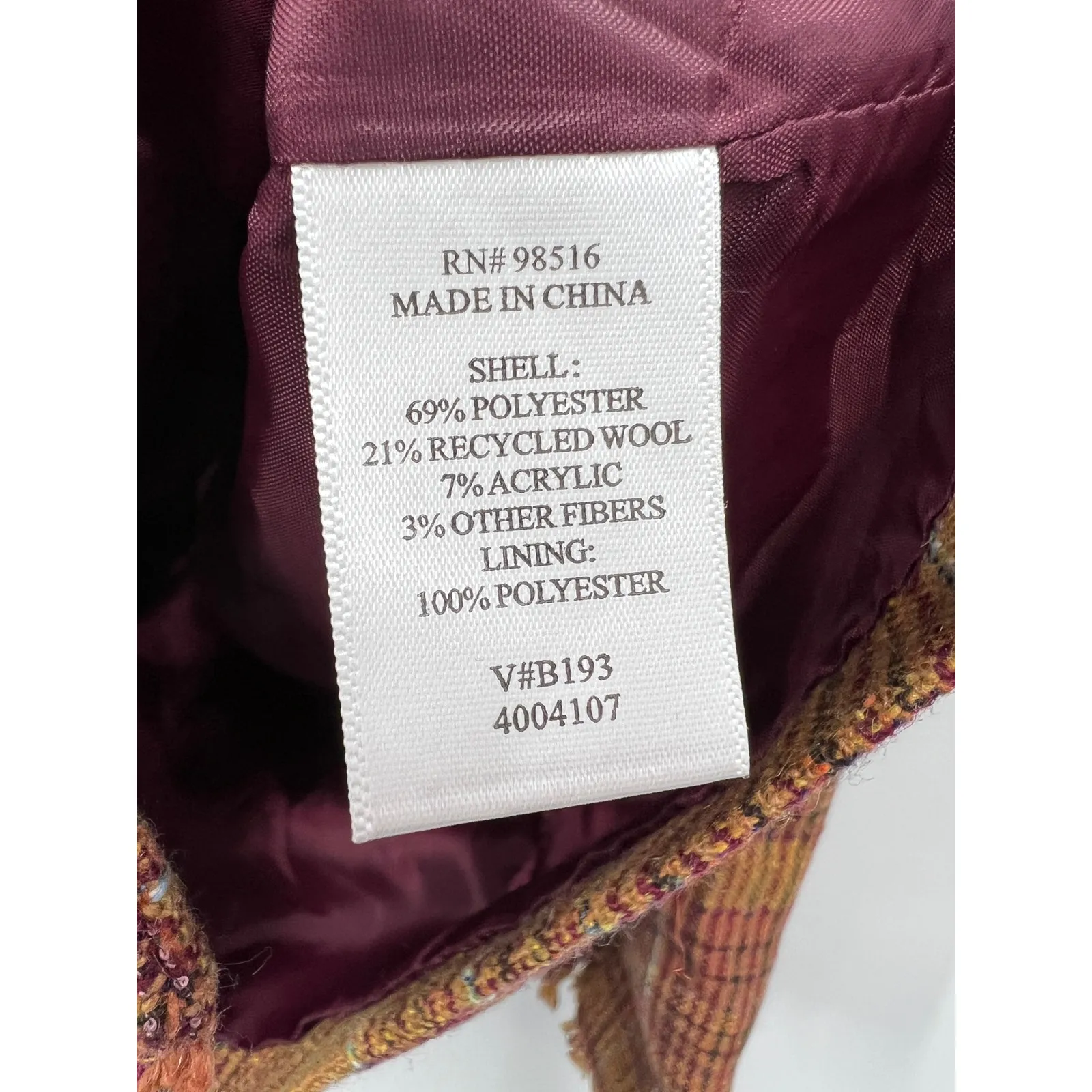 Coldwater Creek Cotton Houndstooth Blazer Jacket V#B193 Multicolor Size 12 - Image 3