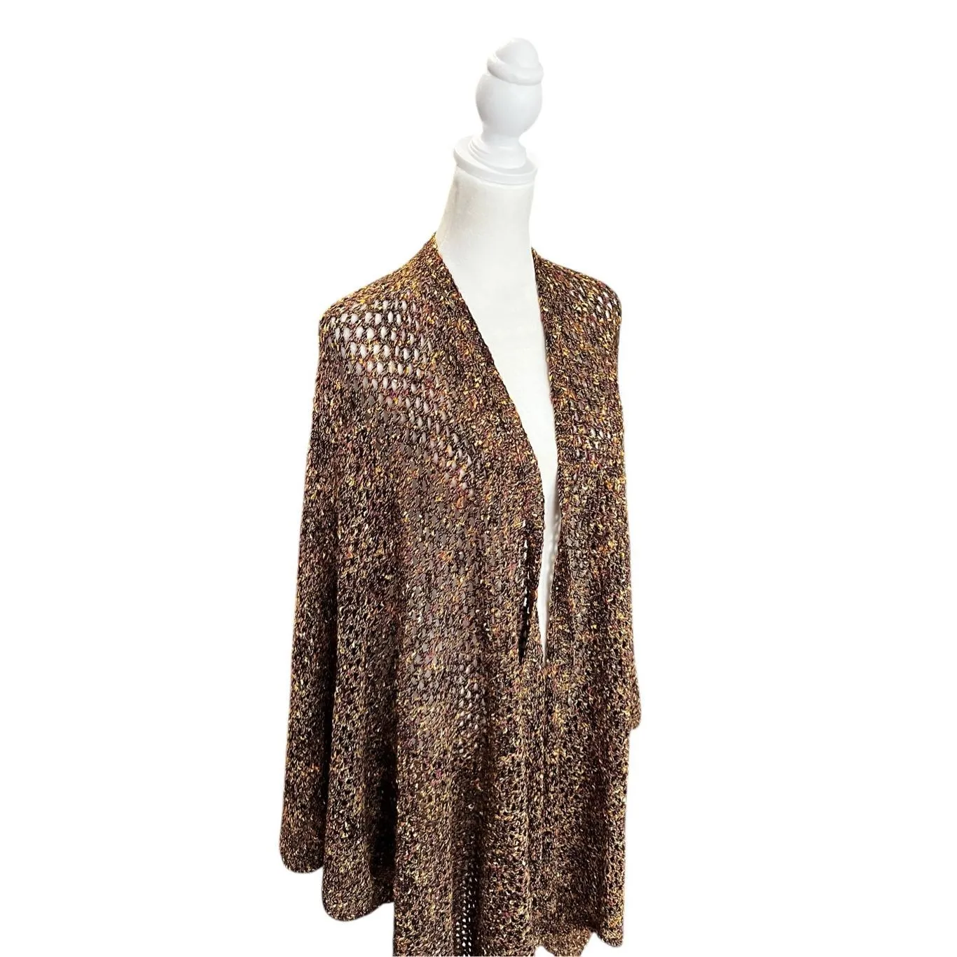 St John Sport Wool Alpaca Blend Open Knit Cardigan OS Old Money Fall Chic - Image 3