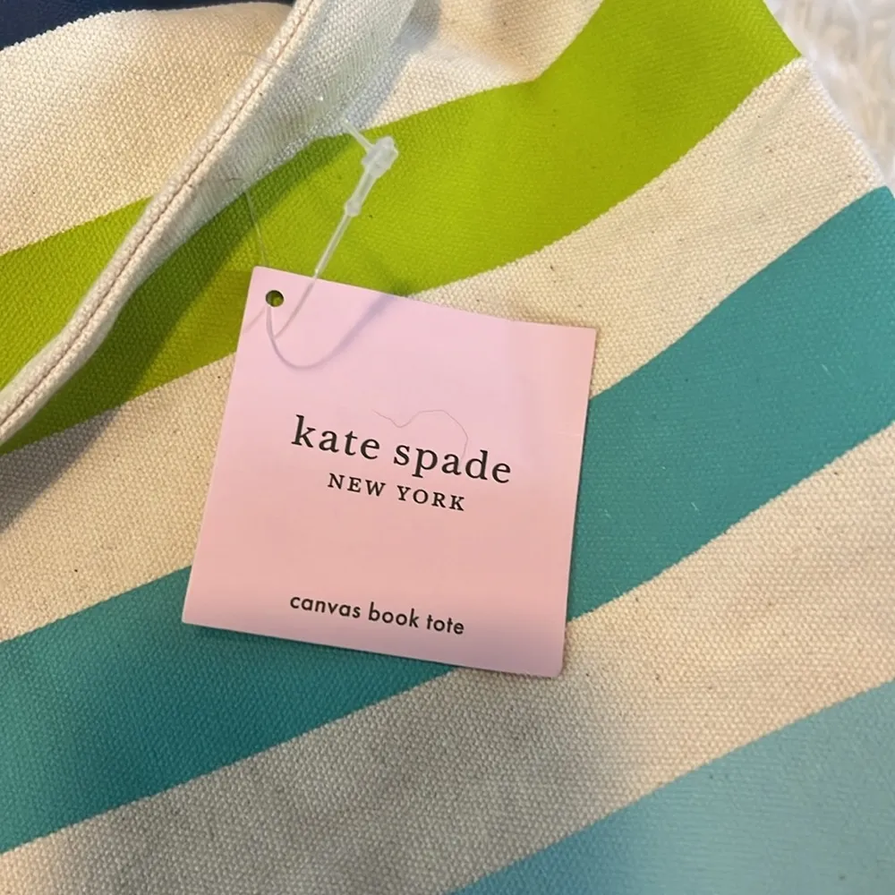 Kate Spade Canvas tote double handle Multi color striped (Candy Stripe) NWT - Image 6
