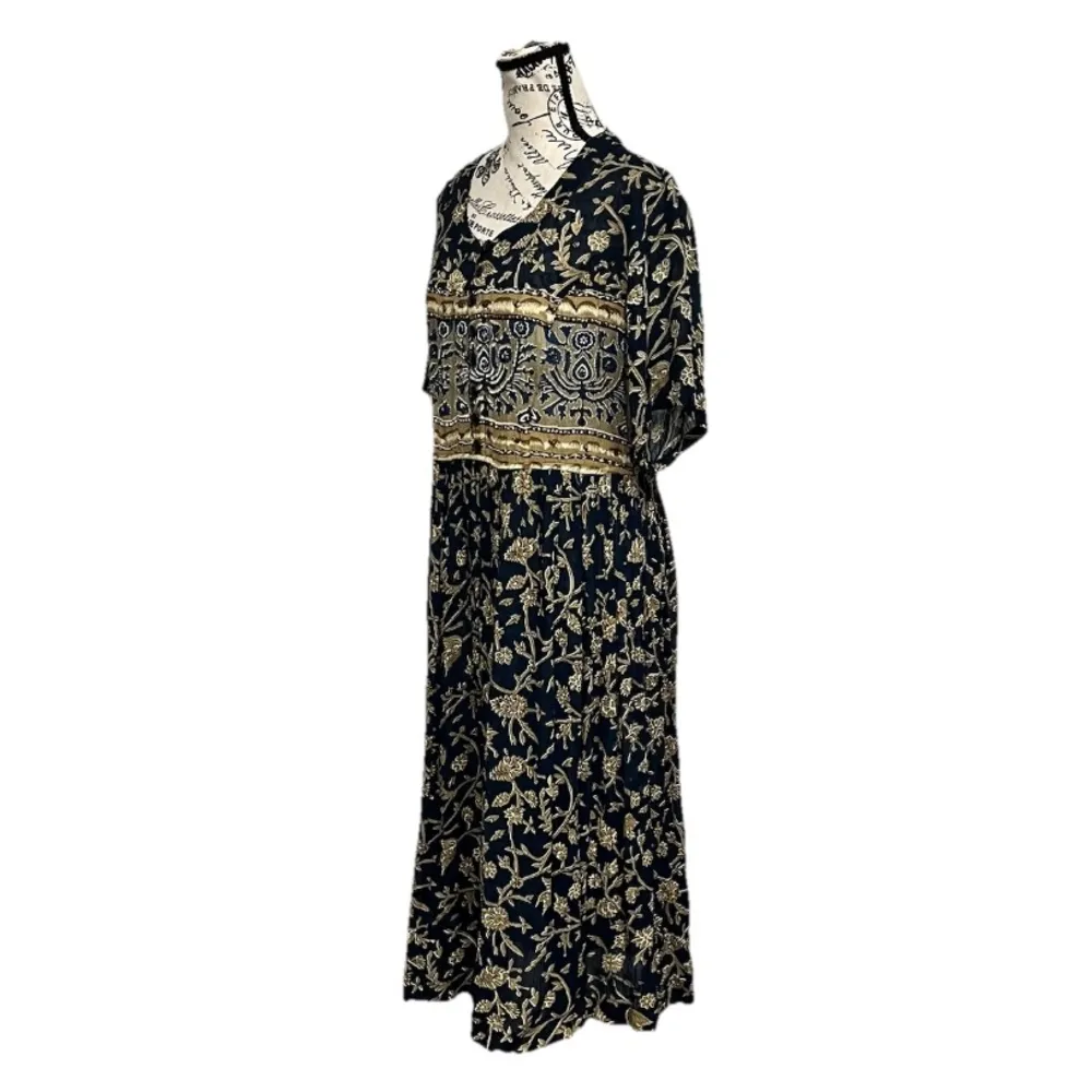 Vintage Maxi Floral Prairie Dress Paisley Peasent Modest Mature Cottegecore L - Image 2