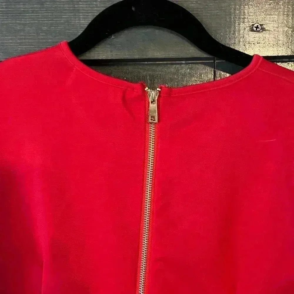 Jacey lane bell sleeve zipper back Dress, midi, red, work, going out E23 Red - Image 6