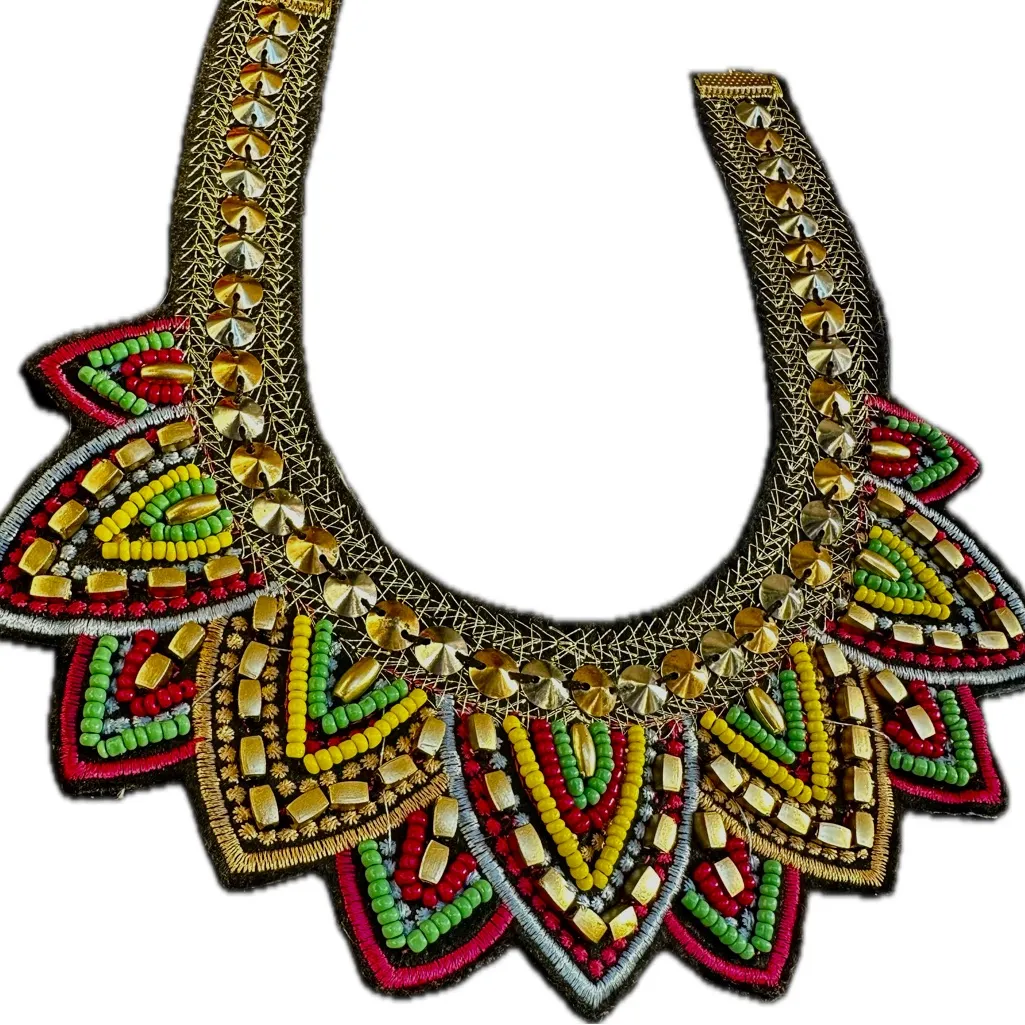 Nine West Colorful Ethic Mesh Bib collar Maxi Beaded Statement Necklace 32” - Image 9