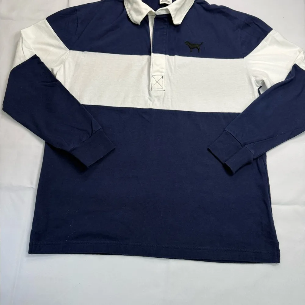 PINK‎ Victoria's Secret Blue and White Boxy Polo Jersey - Image 4