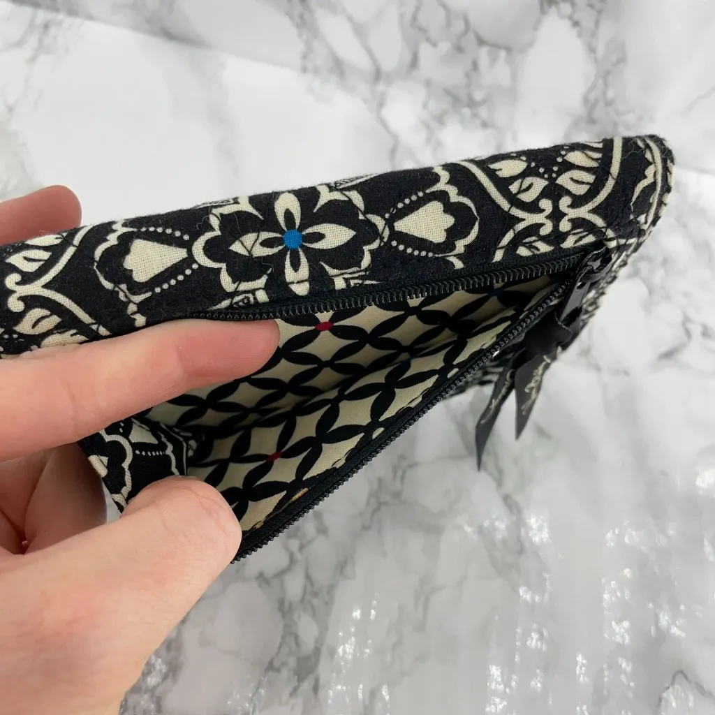 Vera Bradley Barcelona Stripe Black White Floral Medallion Snap Trifold Wallet - Image 3