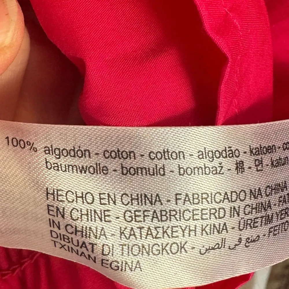 Zara Hot Pink Poplin Cotton Bow Sleeveless Blouse Size Medium - Image 7