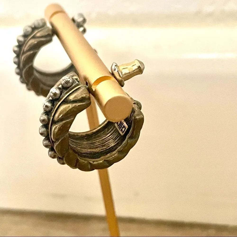 Chicos brass and silver tone hoop earrings - Image 2