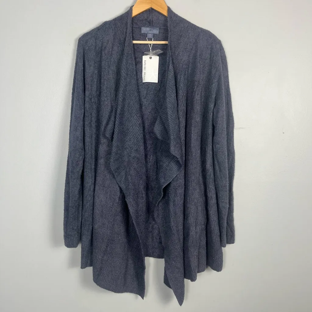 New barefoot dreams CozyChic Lite ribbed Island Wrap cardigan cosmic blue L/XL - Image 2