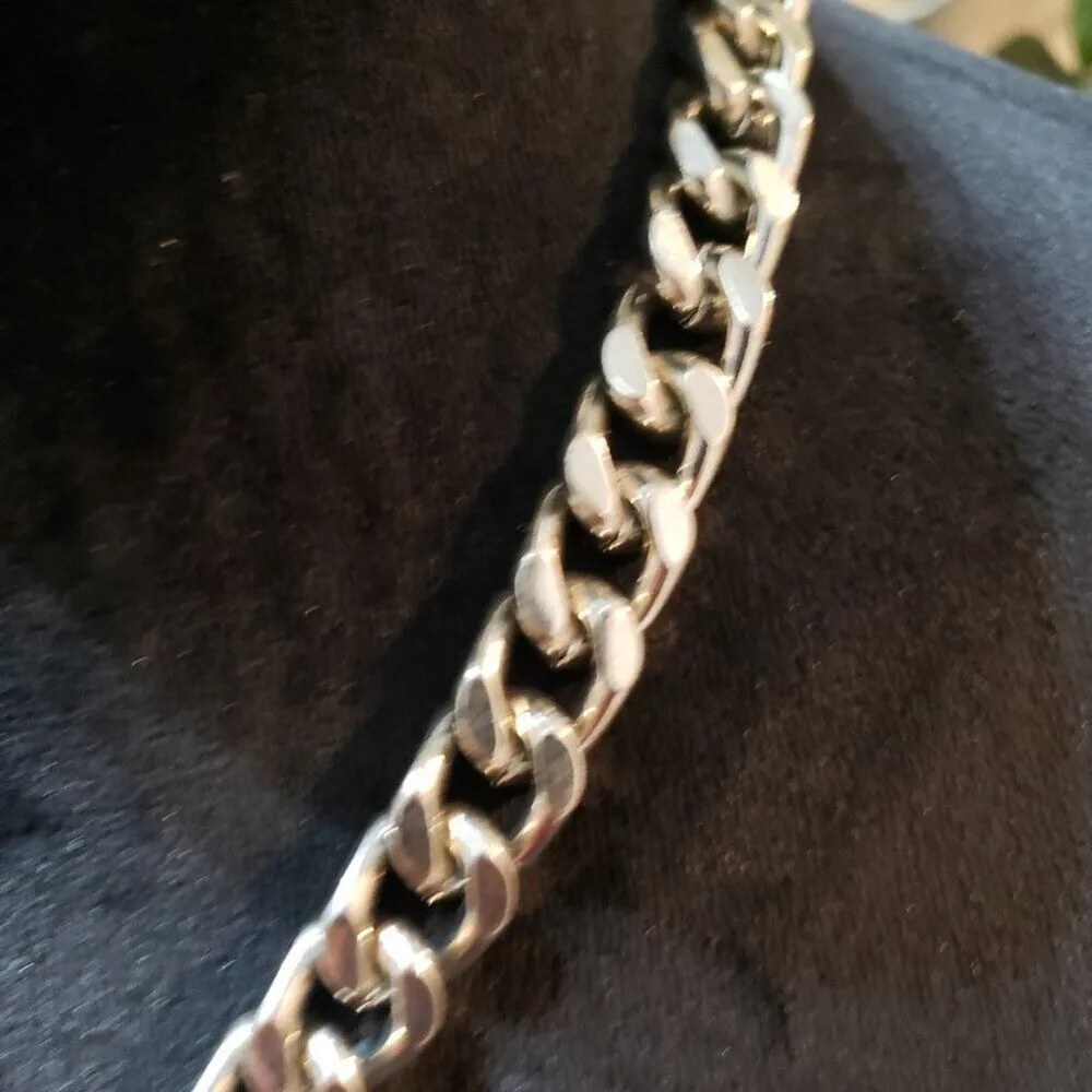 Womens Fashion Silver Tone Lock & Key Choker Necklace Jewelry with Cuban Chain - Image 4