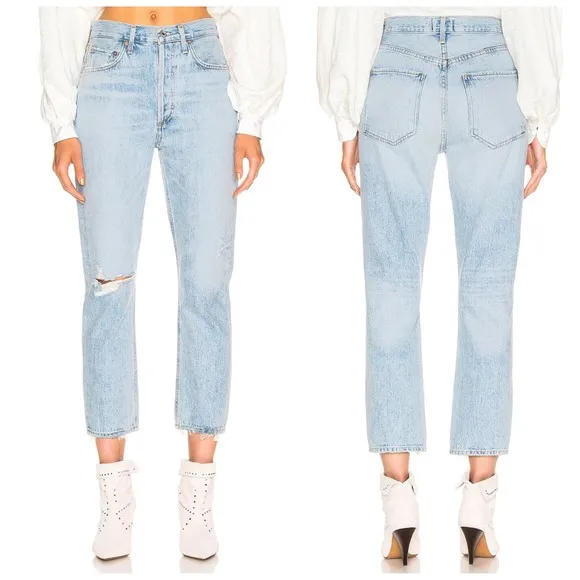 AGOLDE Riley High Rise Straight Crop Jean Shatter Wash - Image 2