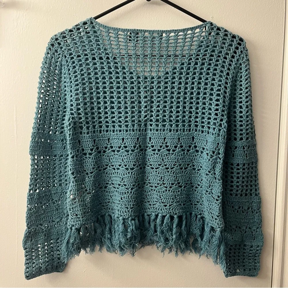 crochet teal crop sz S - Image 3