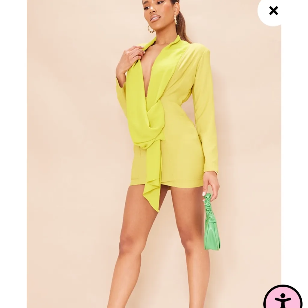 Olive‎ Chiffon Drape Detail Long Sleeve Bodycon Dress size 4 - Image 2